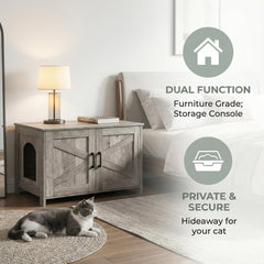 Homhedy washroom furniture with barn door provides private space for your cat