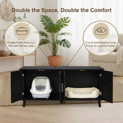 Homhedy cat washroom furniture with double doors simplifies scooping and keeps clutter out of sight