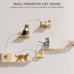 Homiflex bridge ladder connects shelves for seamless cat traversal.