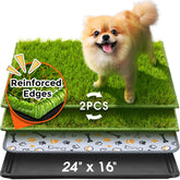 Hompet dog grass pad large 24x16 provides a roomy potty area for dogs.