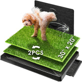 Hompet dog grass pad with tray showing a convenient indoor potty option.