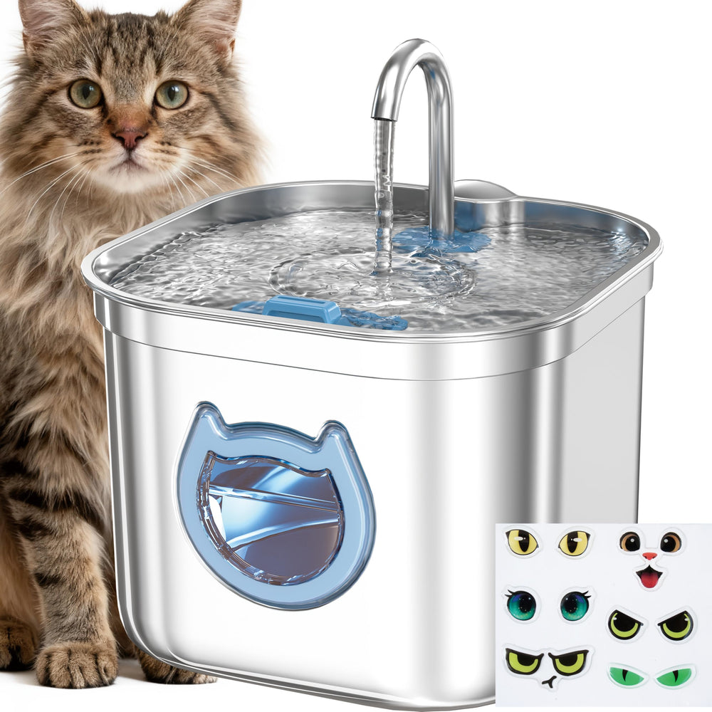 Homtyler luxury cat water fountain showing 2.2L capacity for easy hydration monitoring