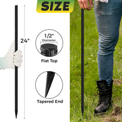 Homwin black-coated rebar stake bundle illustrating rust resistance.