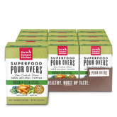 The Honest Kitchen Pour Overs packaging shown, convenient topper for daily meals.