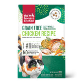 The Honest Kitchen whole-food clusters bag highlights chicken formula for a complete cat meal.