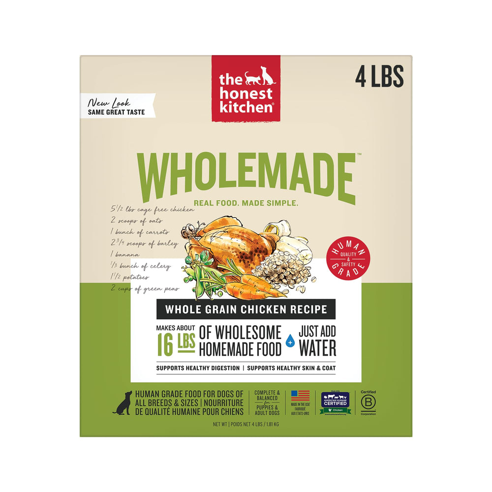 The Honest Kitchen Wholemade dehydrated chicken bag poured for quick hydration.