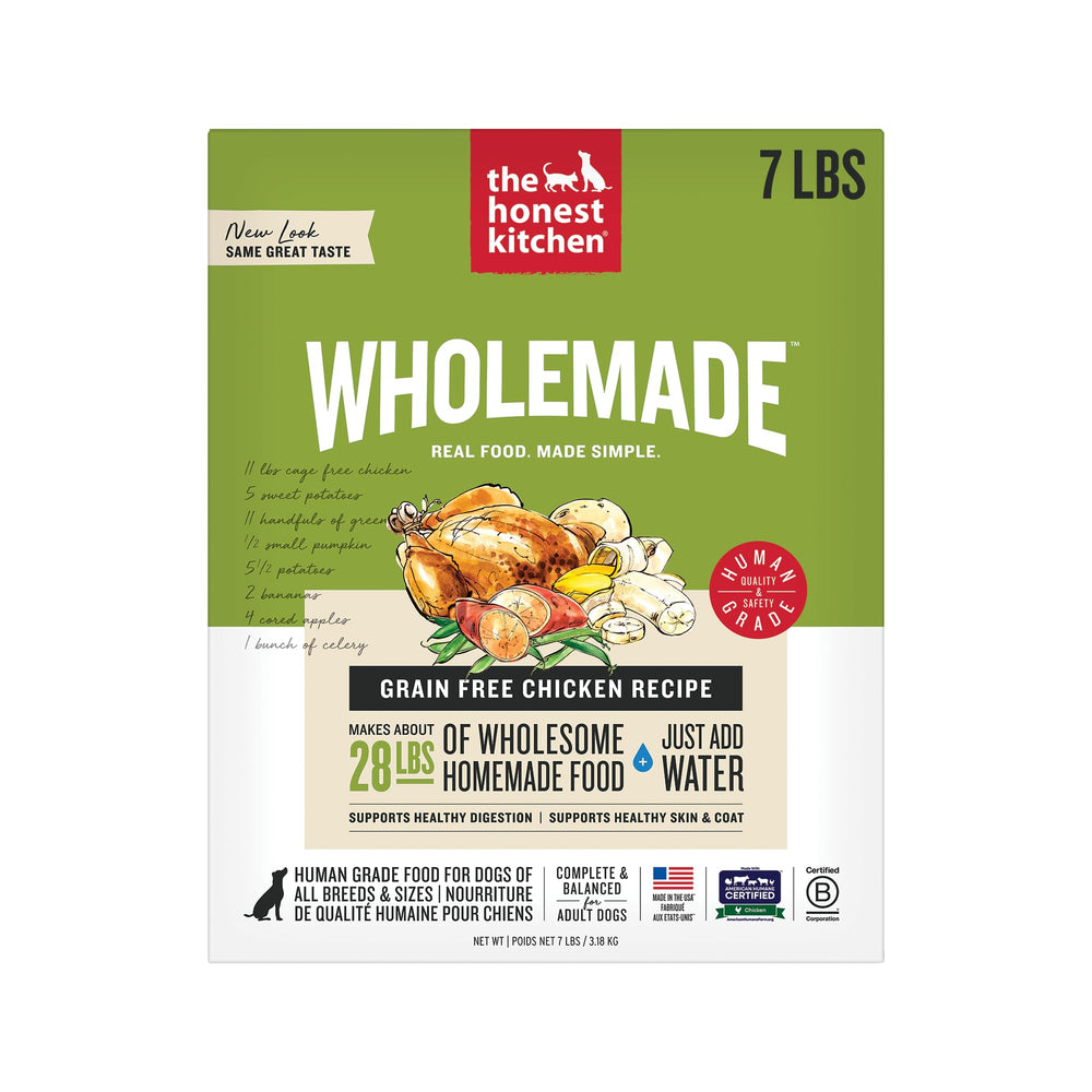The Honest Kitchen Wholemade Dehydrated Chicken Dog Food bag ready for quick meals