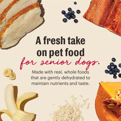 The Honest Kitchen Wholemade ingredients close-up showing real chicken and salmon for flavor.