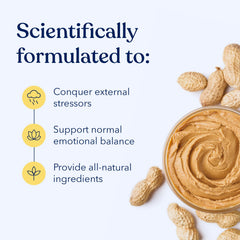 Honest Paws Calming Peanut Butter on a chew toy, ideal for travel and calm.