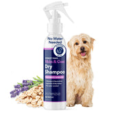Honest Paws dog dry shampoo bottle and foam for quick, waterless cleansing.