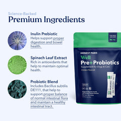 Honest Paws Probiotics US-made facility badge signals high quality