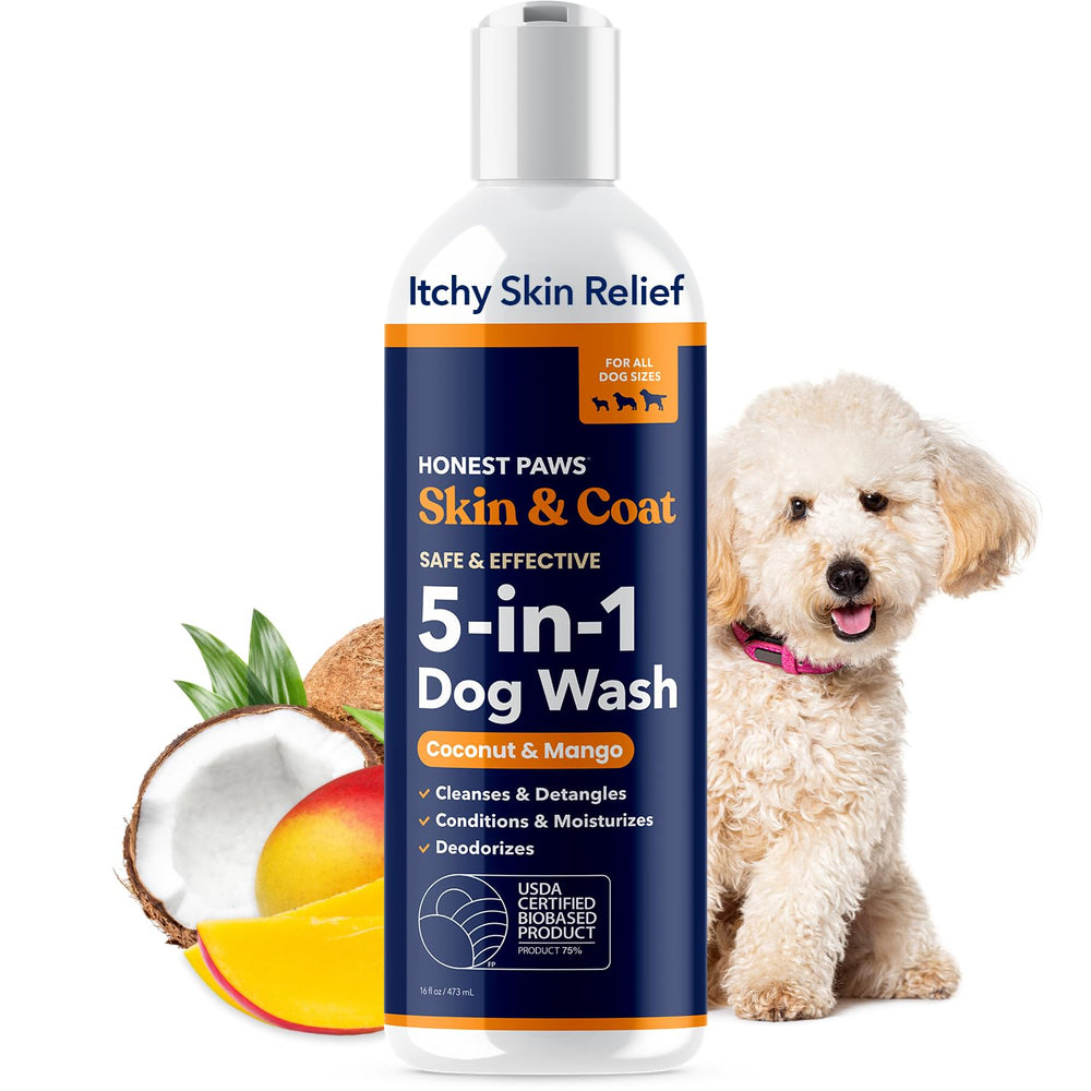 Honest Paws shampoo bottle pour for gentle cleansing on sensitive skin