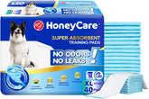 Honey Care All-Absorb training pad top view shows blue surface for fast absorption and odor control.