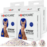 HONEY CARE Petrichor quick clumping pellets for fast scooping and less mess.