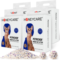 HONEY CARE Petrichor quick clumping pellets for fast scooping and less mess.