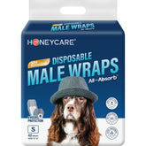 Honeycare wrap with absorbent core to keep senior dogs dry during daily activities.