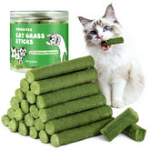 HONGYEE cat grass stick snack pack supports dental care with savory ingredients.