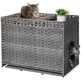 Honiakaka cat litter box enclosure with soft mat for easy litter containment.