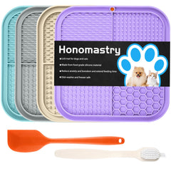 Honomastry dog lick pad on a flat surface keeps dogs calm during bath time.