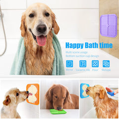 Honomastry Lick Mat slow-feeds meals to encourage relaxed eating.