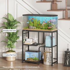 HOOBRO black metal frame with wood-grain panels for modern decor