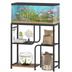 HOOBRO 20-gallon stand in full assembly demonstrates space-saving 3-tier design.