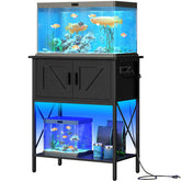 HOOBRO 20-gallon tank stand with LED light and organized storage.