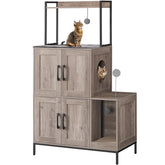 HOOBRO cat litter box enclosure dual-space design enhances privacy for two cats.