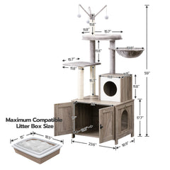 HOOBRO cat tree tower with sisal posts for durable scratching and climbing