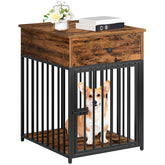 HOOBRO dog crate furniture front view shows sturdy frame and cozy interior for small dogs.
