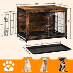 HOOBRO dog crate furniture pull out tray highlights easy cleanup.