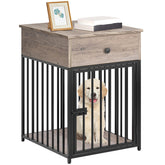 HOOBRO dog crate furniture top surface shows sturdy space for cups and decor.