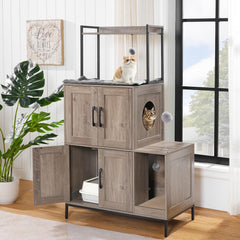 HOOBRO hidden litter box cabinet vertical design blends storage with pet living space.