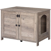 HOOBRO Litter Box Enclosure front view shows hidden litter space in stylish cabinet.