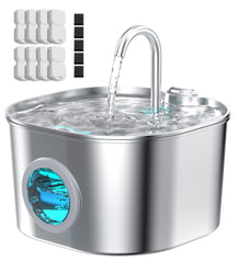 HOOISE cat water fountain with seamless stainless steel bowl for clean drinking water.