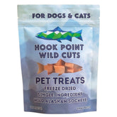 Hook Point Fisheries packaging of freeze-dried sockeye salmon treats offers freshness and easy training rewards