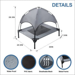 Hooyeatlin 30in outdoor dog cot gray designed for breathable cooling