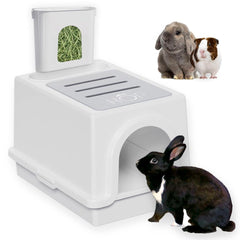 HOP Rabbit Litter Box hay-feeder helps keep hay contained for a tidier space.