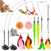 HOSFROLL 3-in-1 cat toy set attached to a surface for indoor play.