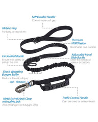 Hotsky leash with padded dual handles for comfortable long walks