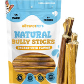 Hotspot Pets Bully Sticks 6 Inch Pack front view promotes chewing satisfaction.