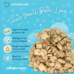 Hotspot Pets chicken liver close-up showing single-ingredient snack.