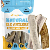 Hotspot Pets split elk antlers for dogs 4-6 inches, durable chew for medium dogs.