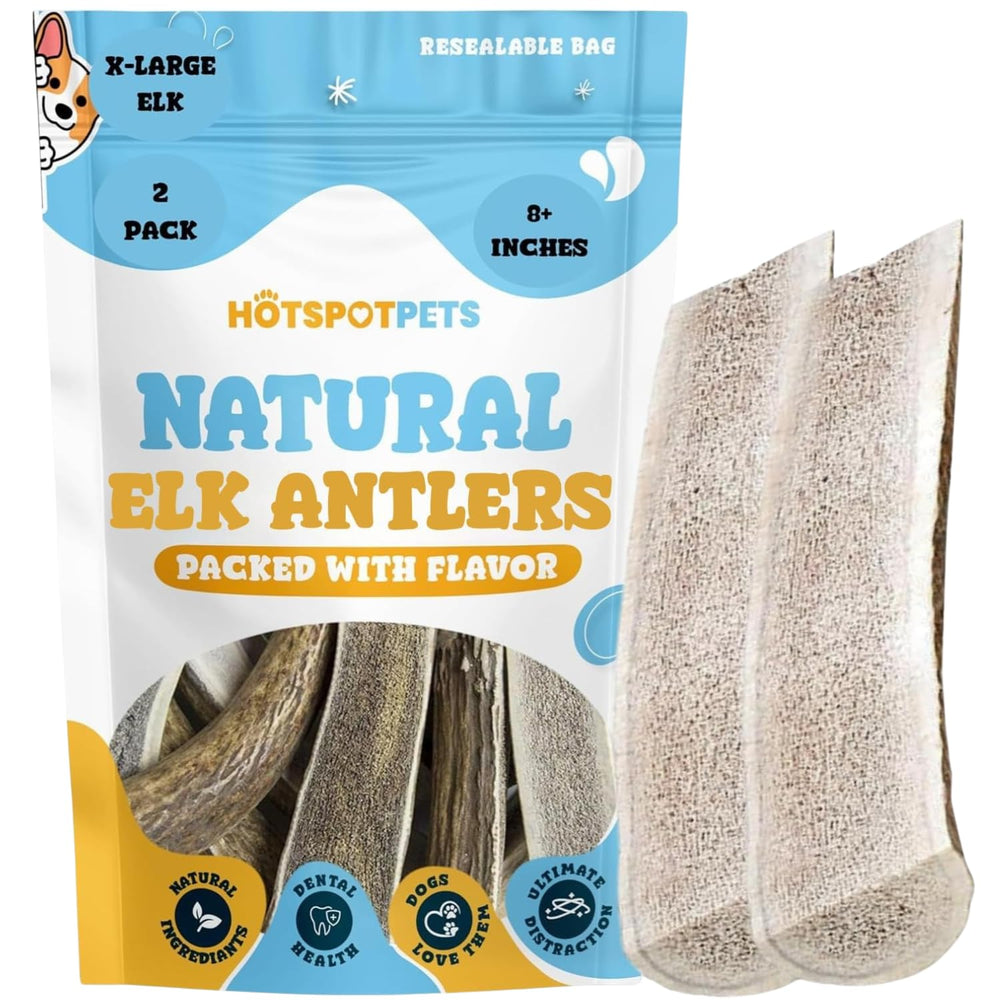 Hotspot Pets split elk antlers for large dogs—durable chew that lasts.