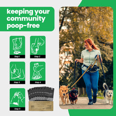 HOUNDSCOOP flat-pack poop bags support quick cleanup.