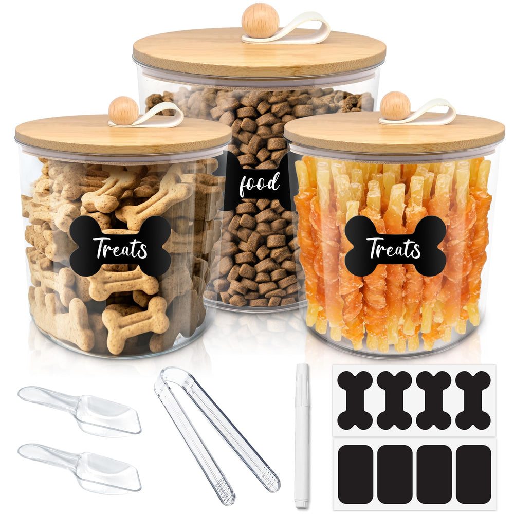 HOYTAMDAR large dog food container with bamboo lid keeps contents fresh and visible.