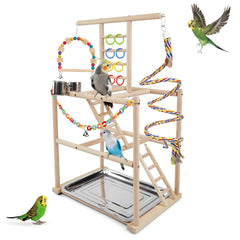 HPAWHOMEPART Bird Playground with climbing ladders for active birds