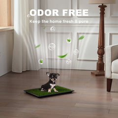 HQ4US 4LEGS artificial grass absorbent pad traps urine, keeps tray cleaner and less odor.