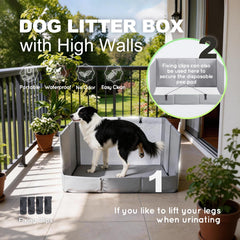 HQ4US 4LEGS dog litter box with high walls contains mess effectively