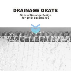Drainage grate separates pad from grass to reduce mess
